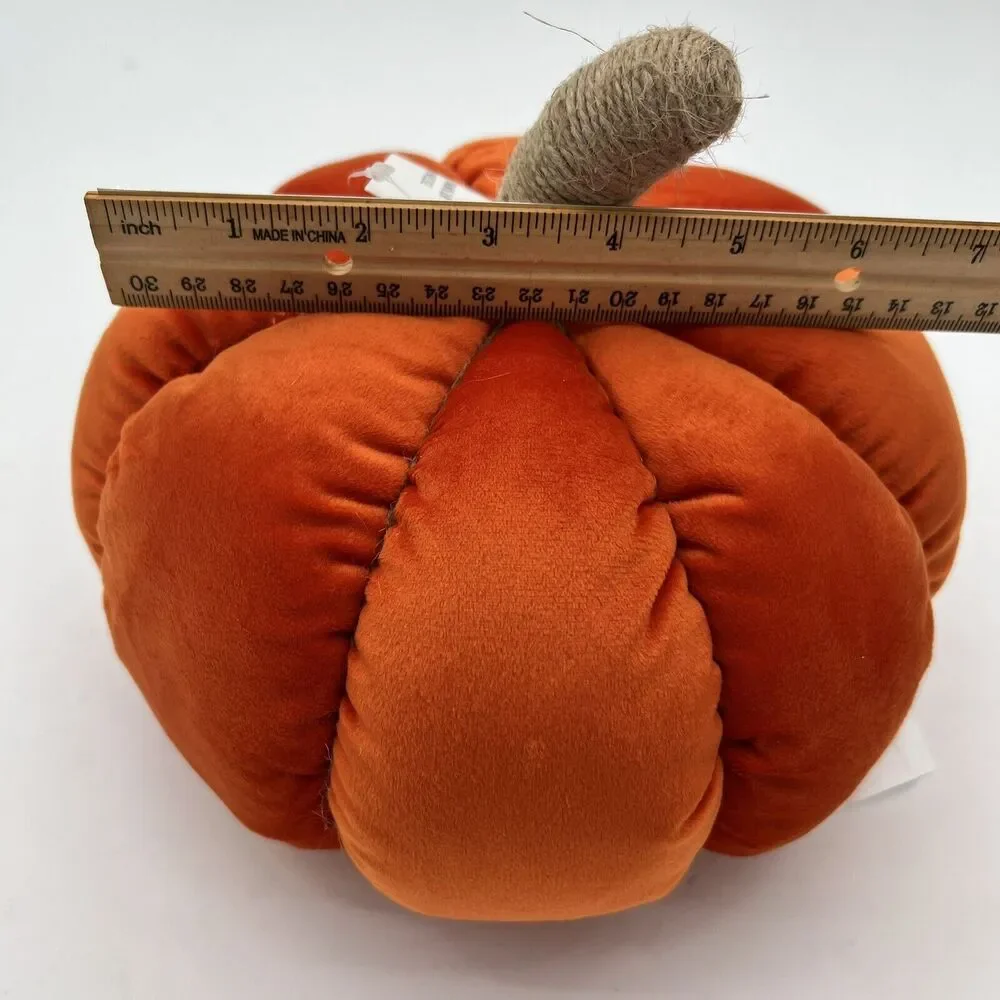 Rust Velvet Pumpkin Shaped Decorative Pillow Way To celebrate, Size 6”X 9” Decor